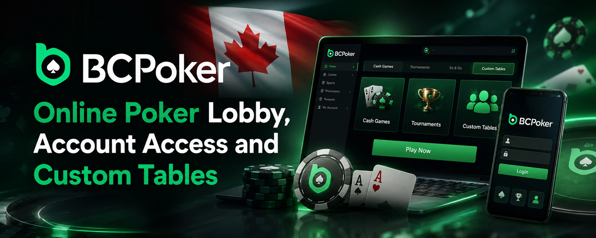 BCPoker online poker lobby with custom tables and account access in Canada